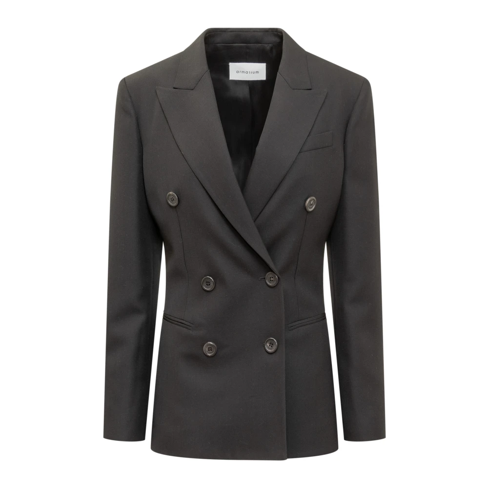 Armarium Stijlvolle Double-Breasted Blazer Jas Black Dames