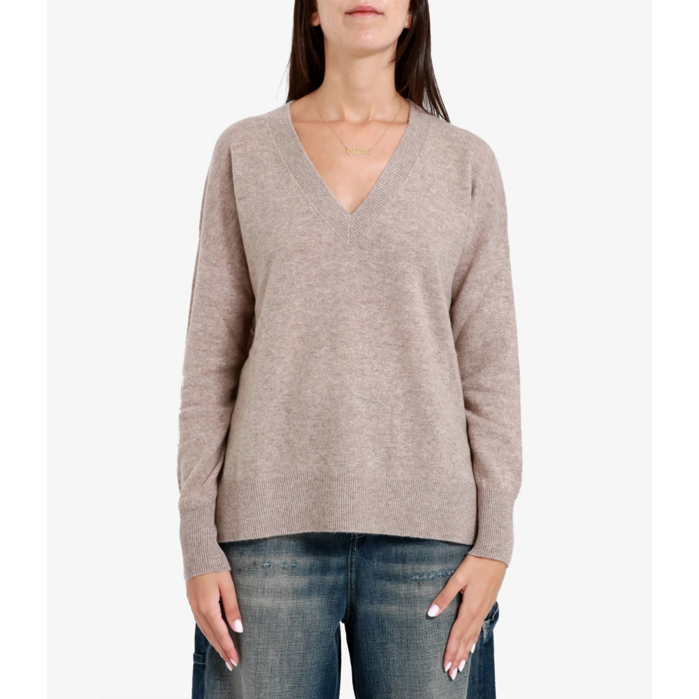 Kaos Grijze Wollen V-hals Trui Gray Dames