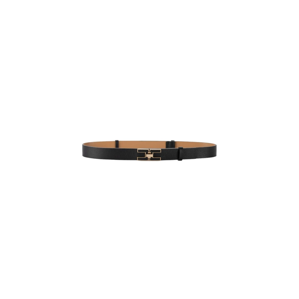 Elisabetta Franchi Leren Riem Black Dames