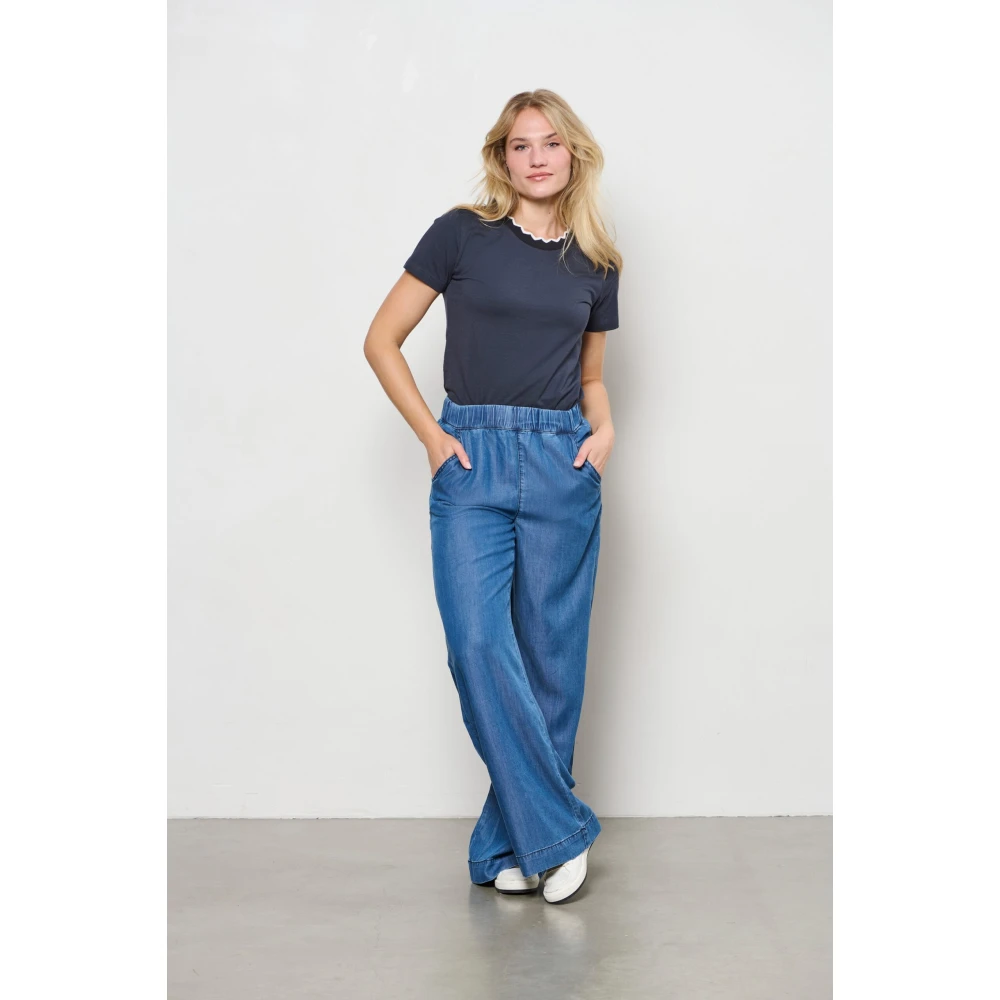 &Co Woman Wijde Broek Zomerse Stijl Blue Dames