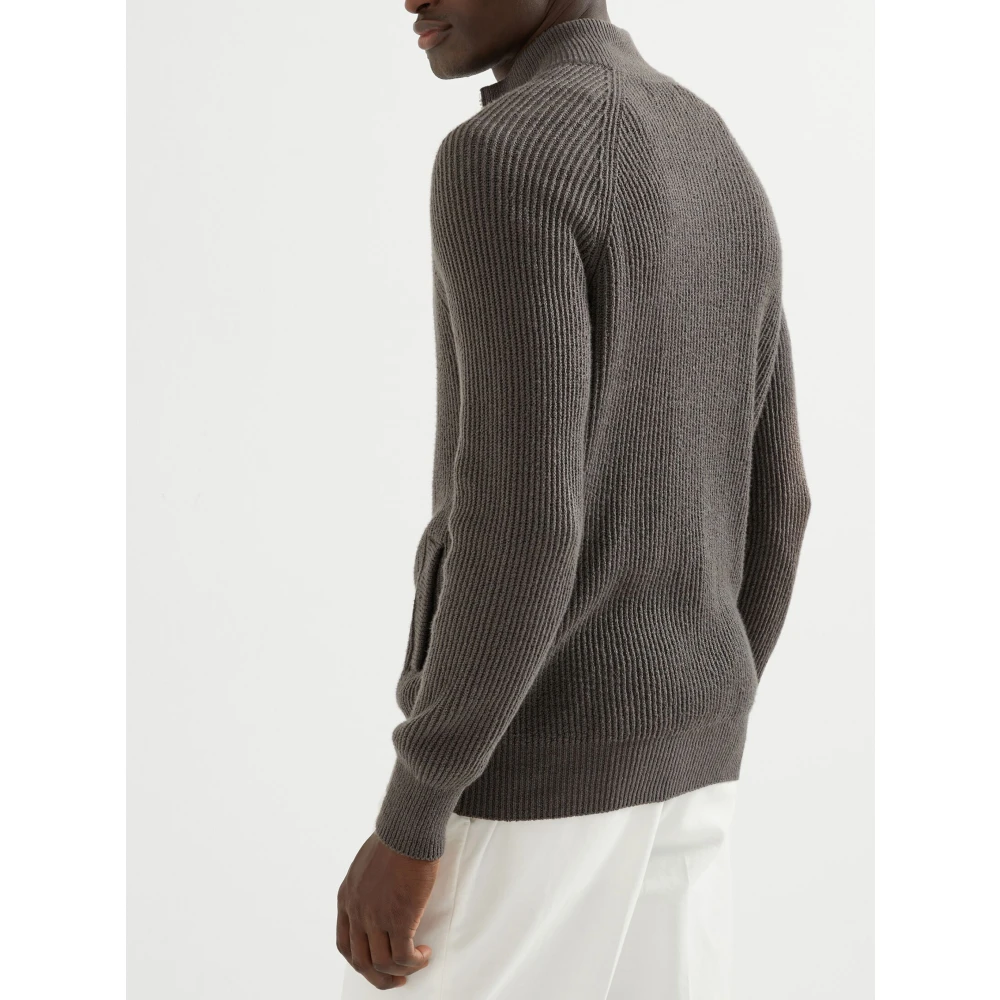 BRUNELLO CUCINELLI Caffe Cardigan in Klassieke Stijl Brown Heren