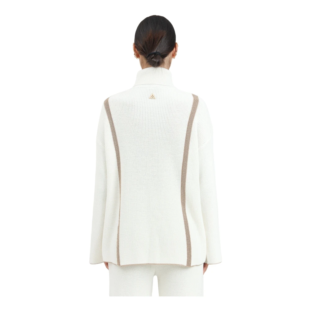 Akep Roomwitte coltrui met lurex Beige Dames