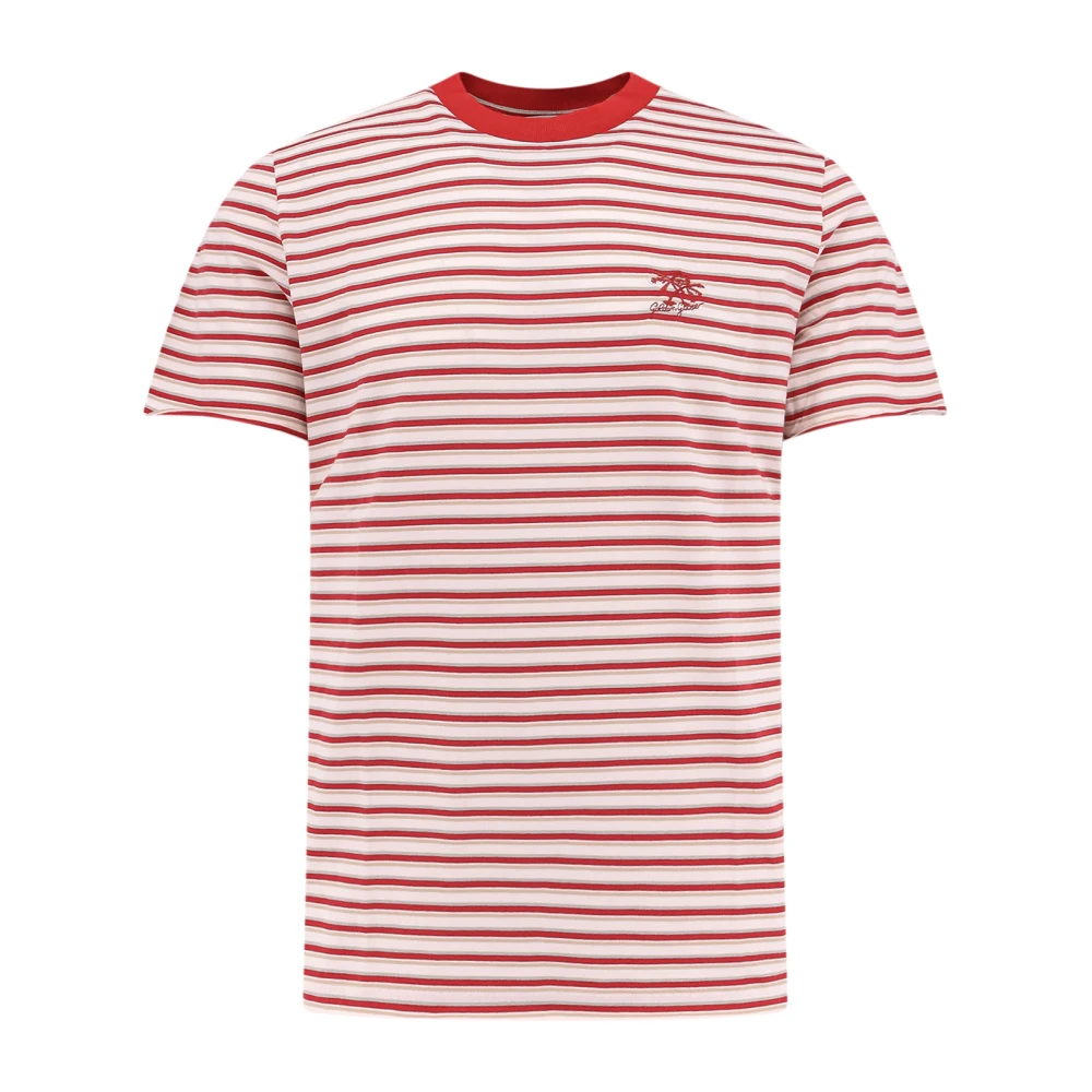 Golden Goose Mannelijk Rood Tops Heren, M, Katoen, Gestreept Katoenen T-Shirt Met Iconische Sterren