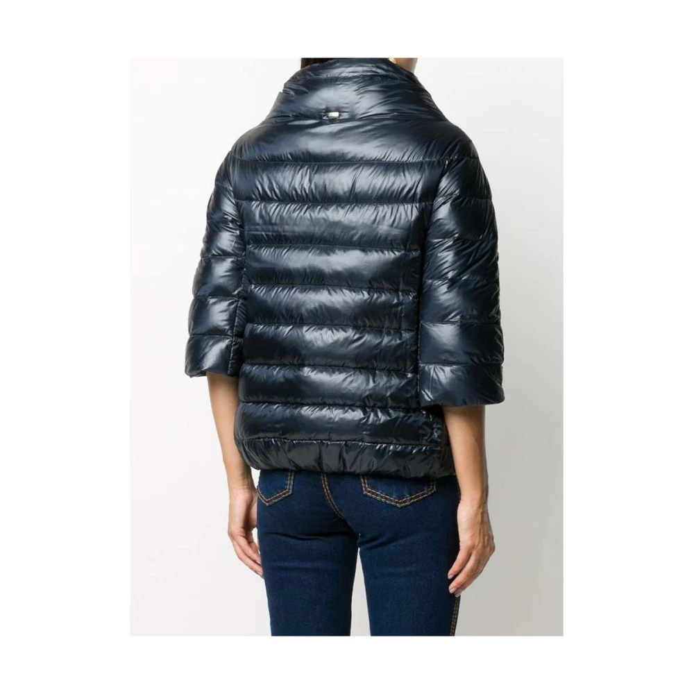 Herno Navy Blauw Gewatteerd Hoge Hals Jas Blue Dames