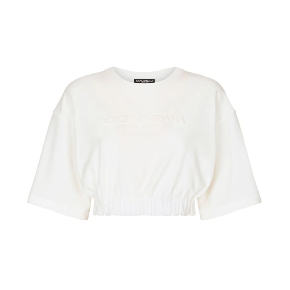 Dolce & Gabbana Off-White Katoenmix T-Shirt White Dames