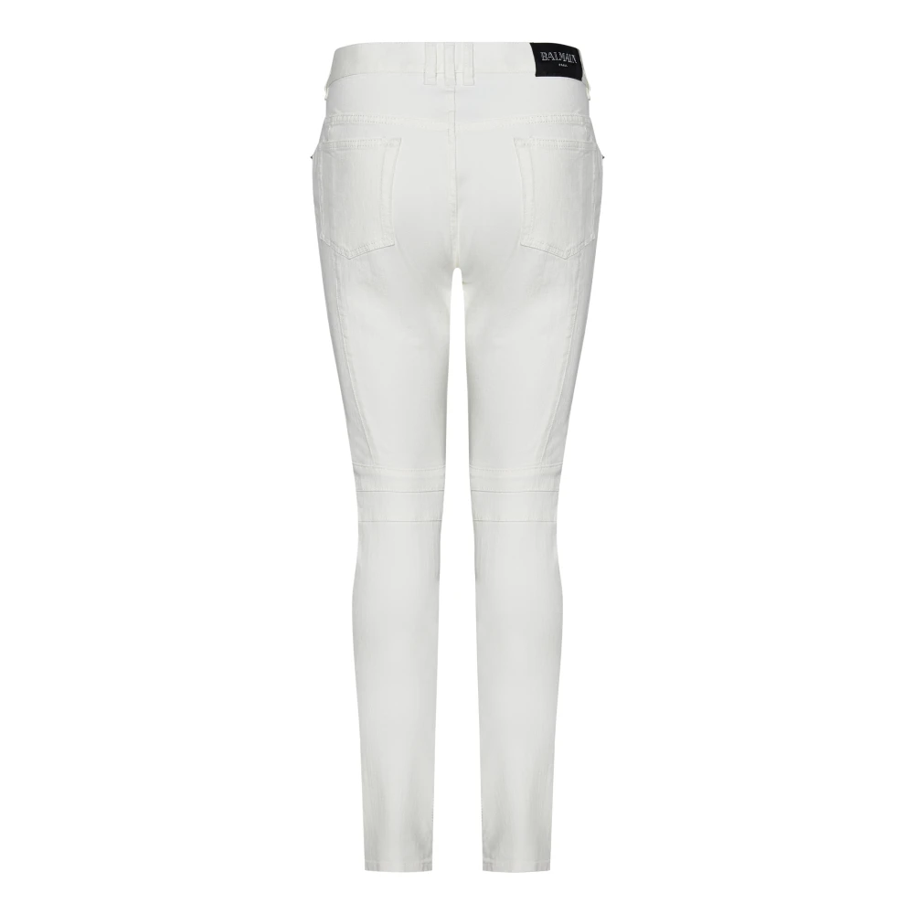Balmain Witte Slim Fit Biker Jeans White Heren