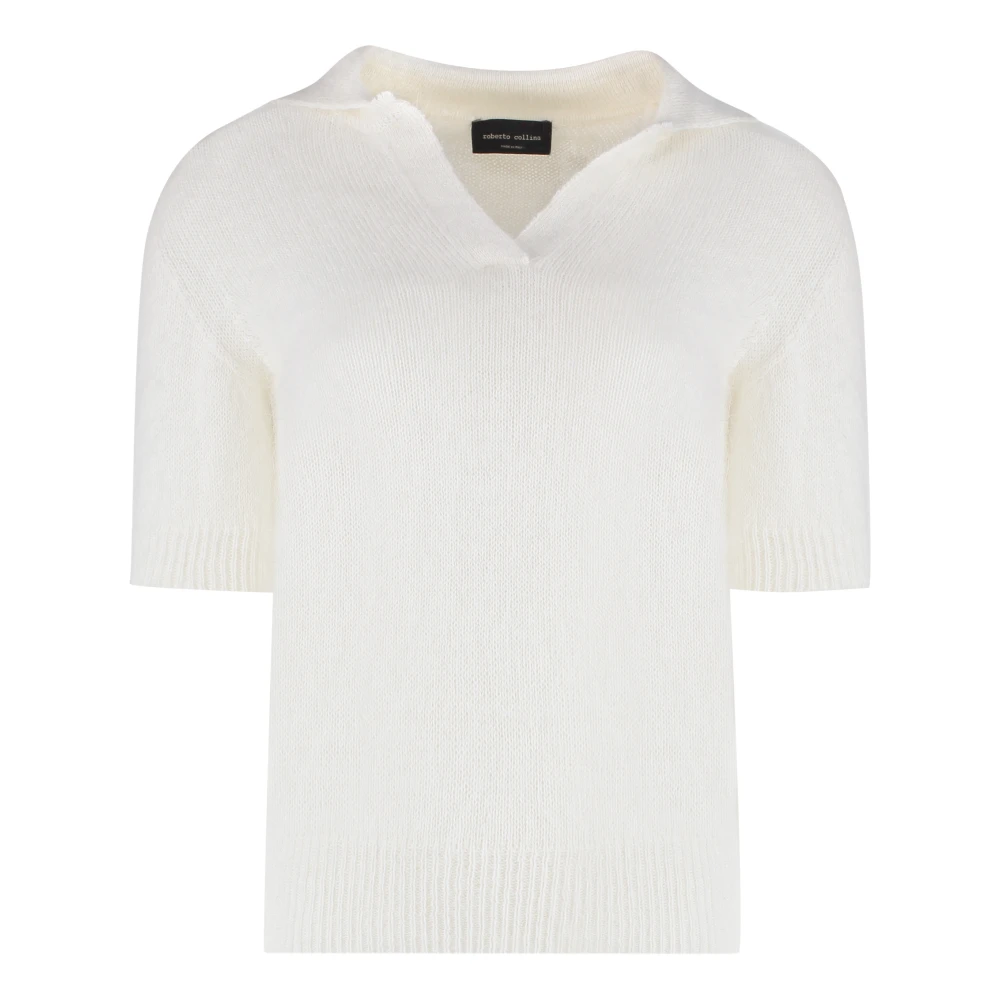 Roberto Collina Kraag Geribbelde Trui White Dames