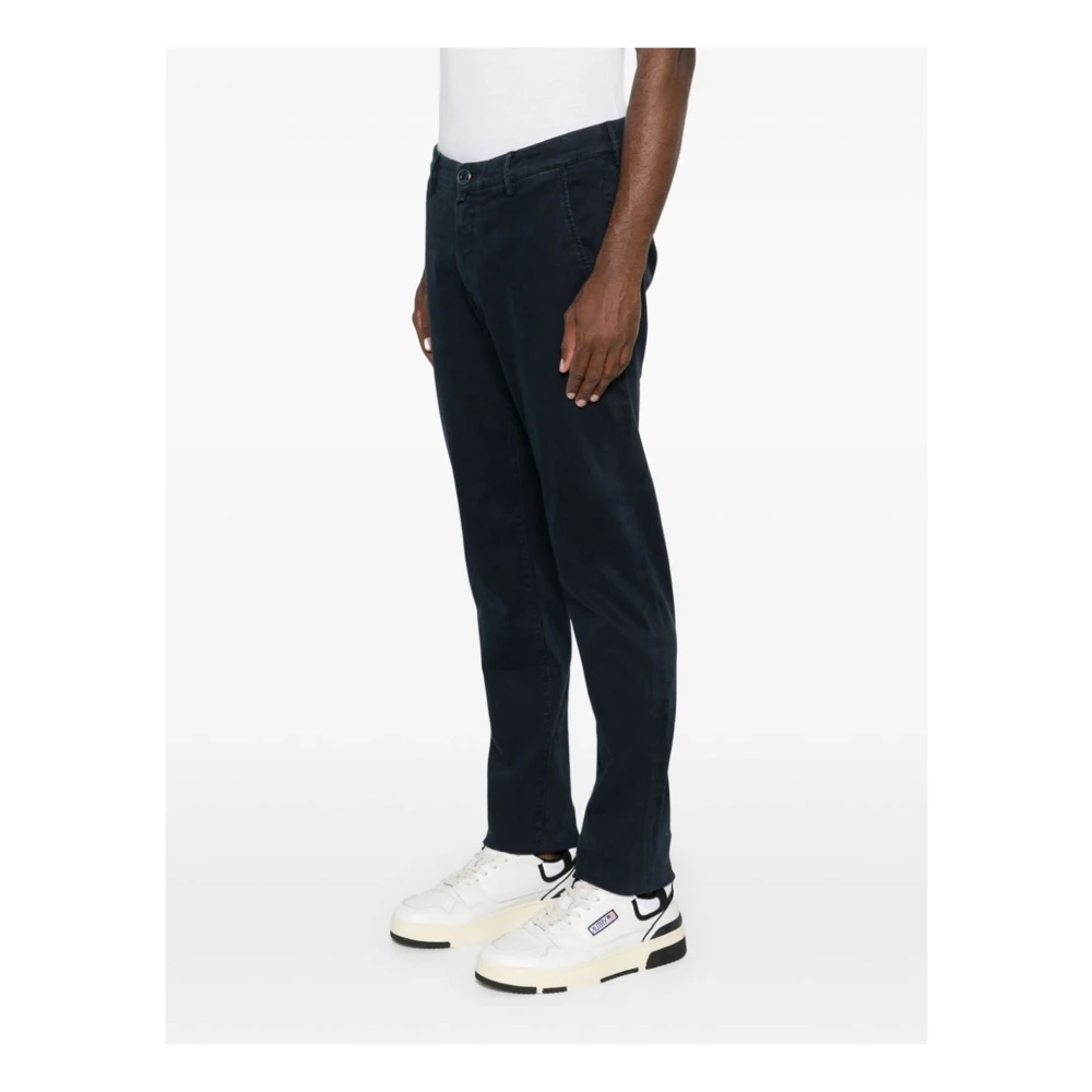 Jacob Cohën Blauwe Katoenen Gabardine Broek Rechte Pijp Blue Heren