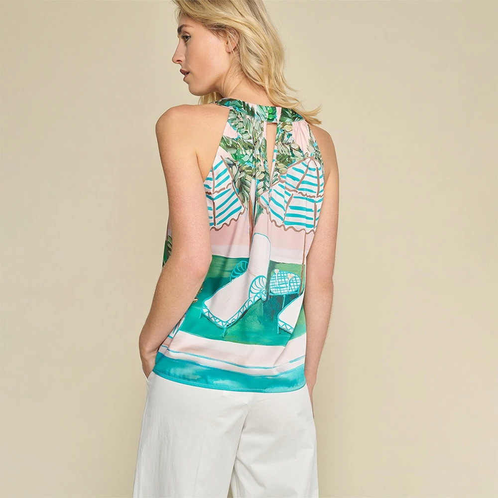 Marie Méro Zomer Haltertop met Frisse Print Multicolor Dames