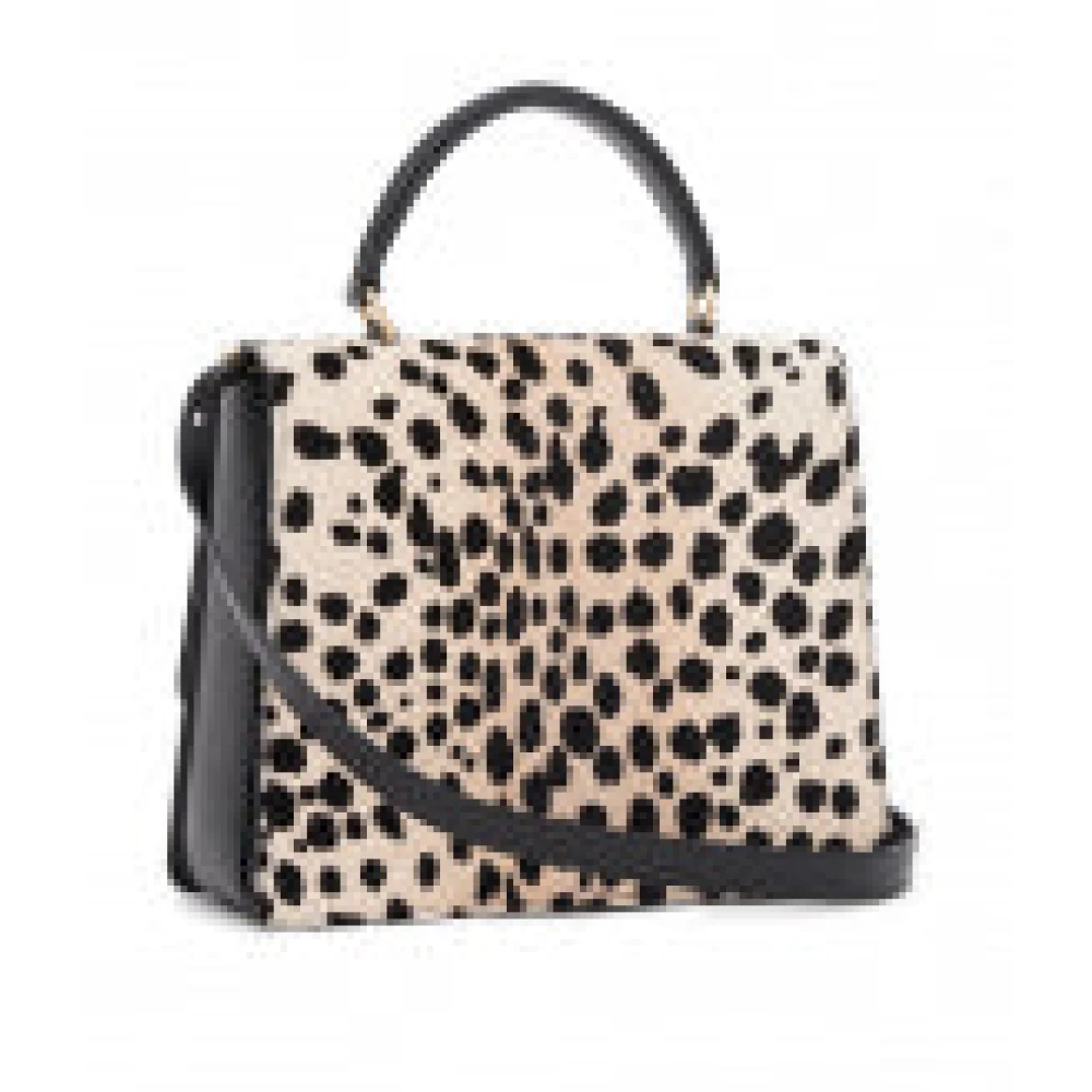 Roberto Cavalli Handtas in aktetasstijl met koeienhuidprint Beige Dames