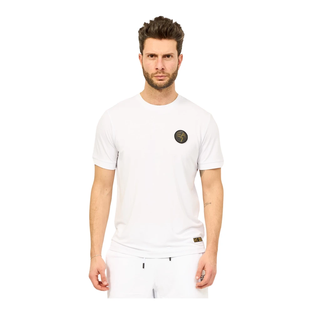 Emporio Armani EA7 Effen Logo T-shirt met Borduursels White Heren