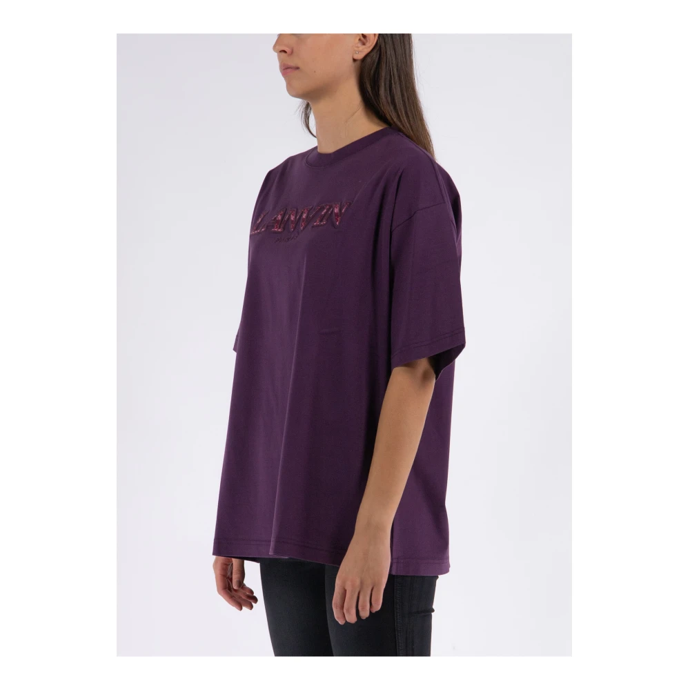 Lanvin Geborduurd Oversized T-Shirt Purple Dames