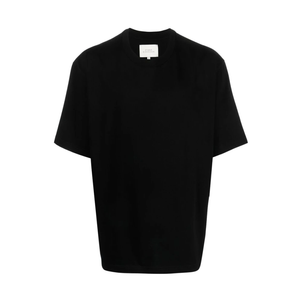 Studio Nicholson Zwart Crew-Neck Katoenen T-Shirt Black Heren