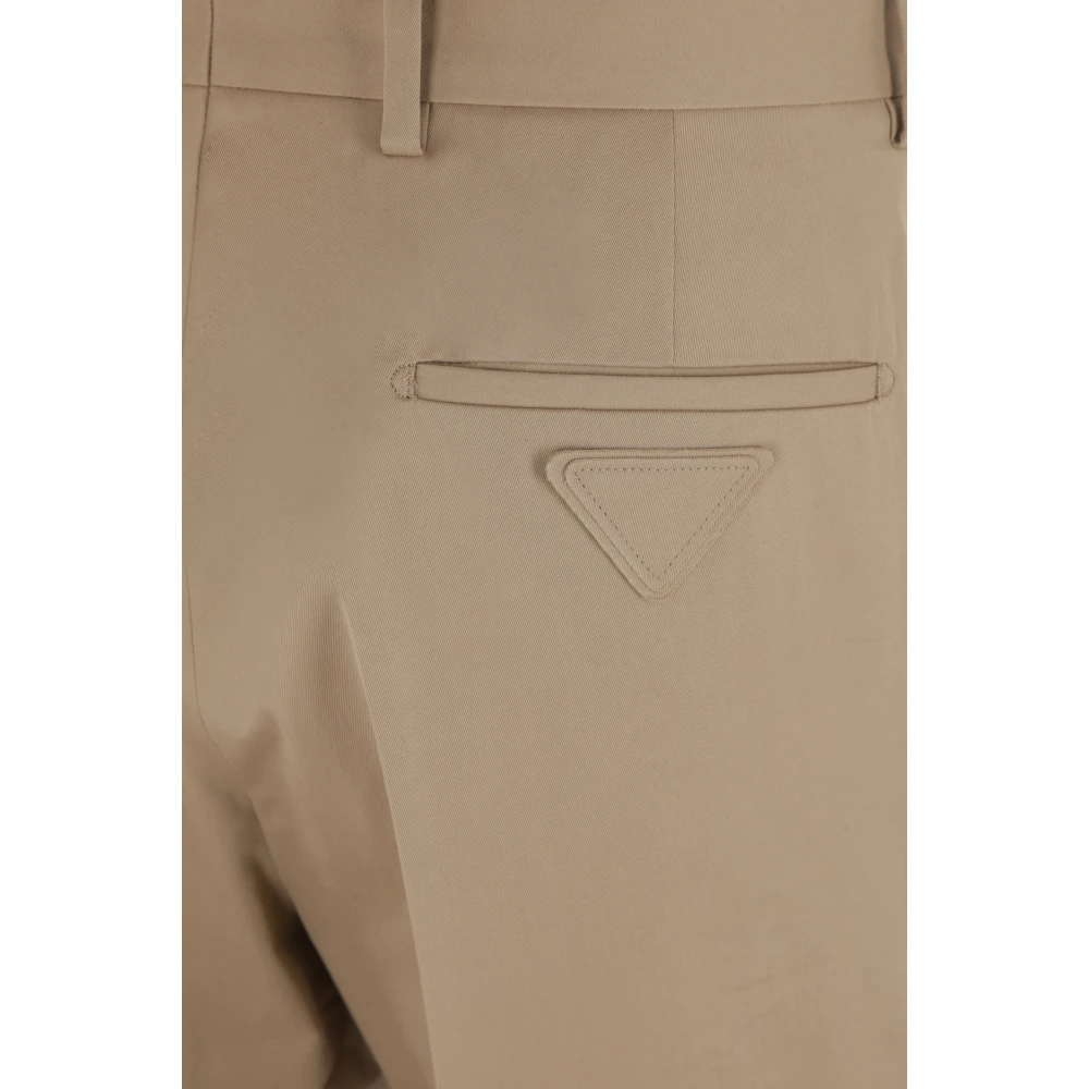 Prada Regular-Fit Katoenen Gabardine Broek Beige Heren
