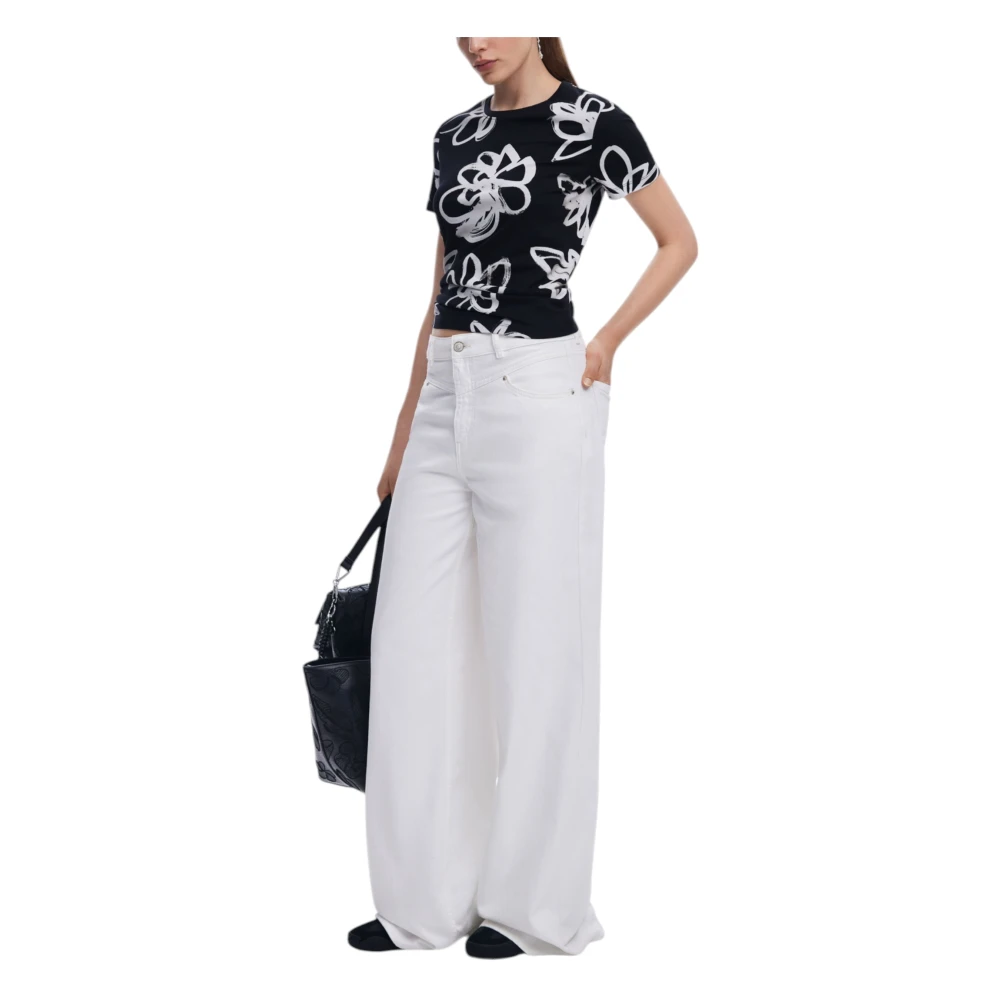 Desigual Korte mouwen katoenen T-shirt lente zomer Black Dames
