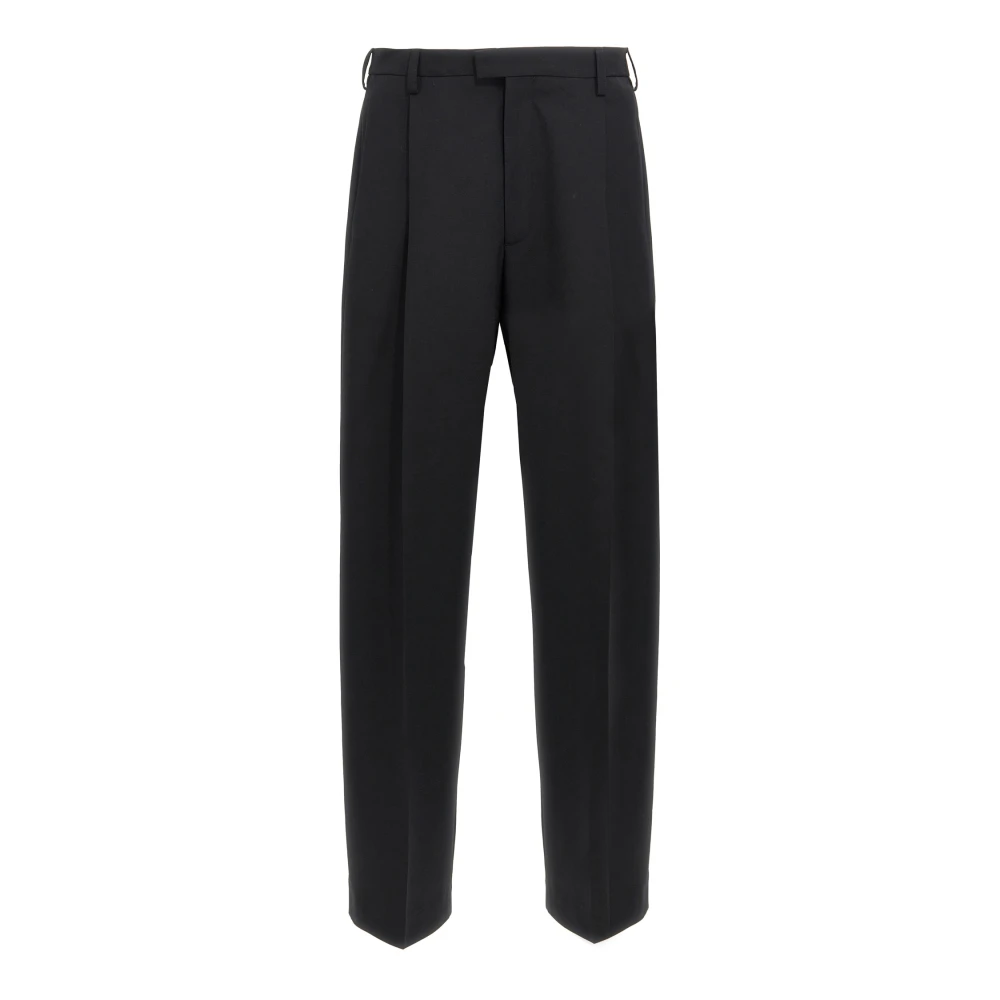 Marni Men's Black Wool Blend Straight Trousers