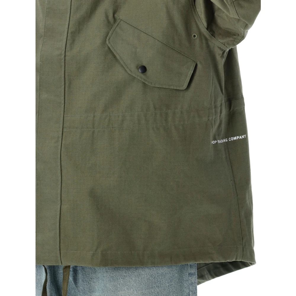 Pop Trading Company Fish Tale Parka Jas Olijf Green Heren
