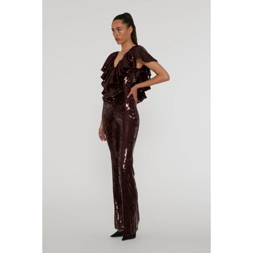 Rotate Birger Christensen Bordeaux Pailletbroek Brown Dames