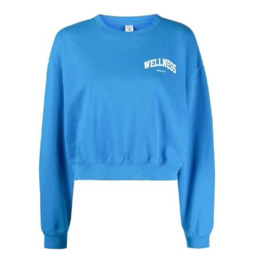 Sporty & Rich Wellness Cropped Sweater met Logo Print Blue Dames