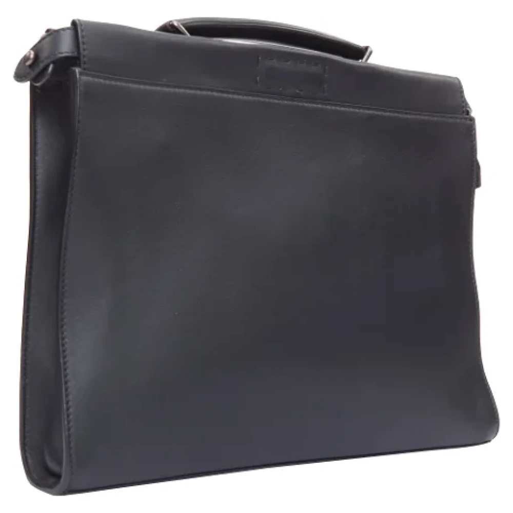 Fendi Vintage Pre-owned Leather briefcases Black Dames