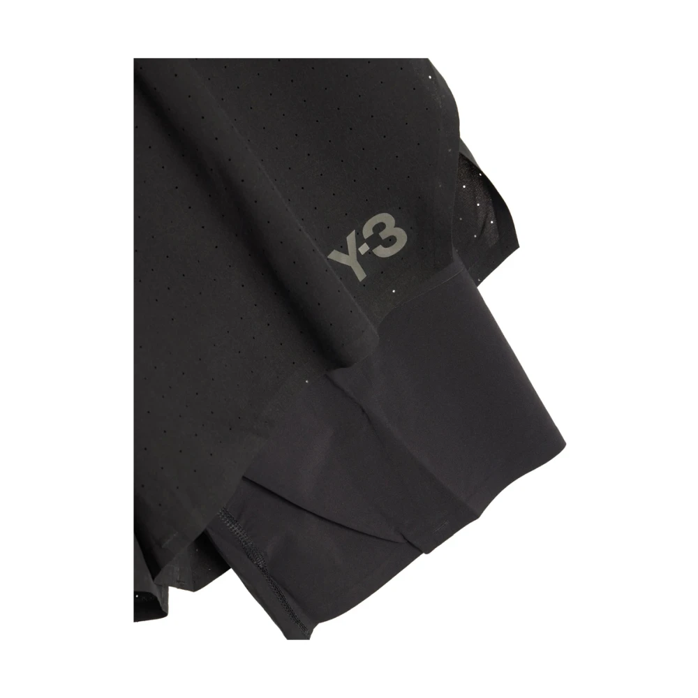 Y-3 Gelaagde Zwarte Geperforeerde Logoprint Shorts Black Heren