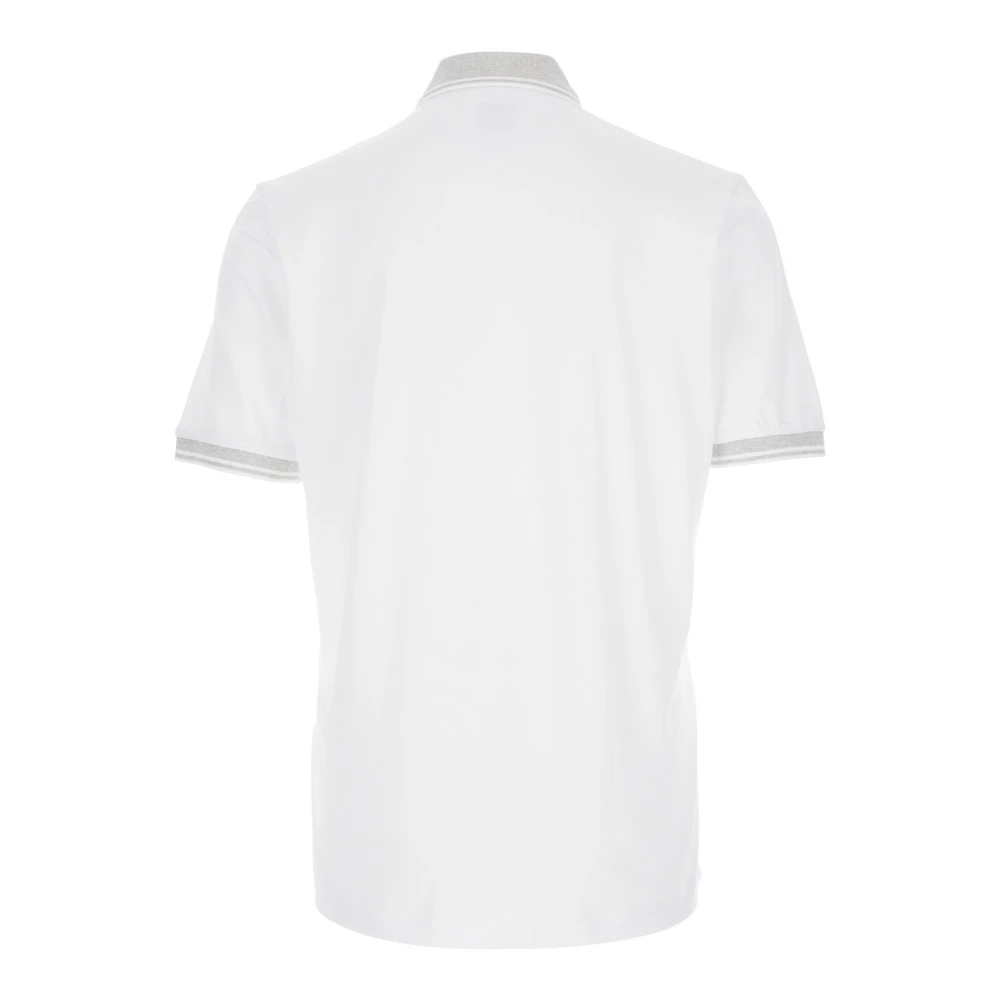 Eleventy Witte Piqué Polo Shirt Korte Mouwen White Heren