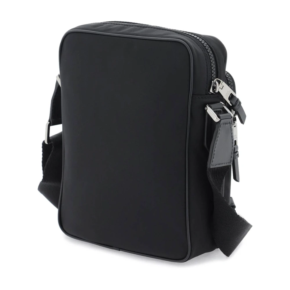 Dolce & Gabbana Rubberen Logo Nylon Schoudertas Black Heren