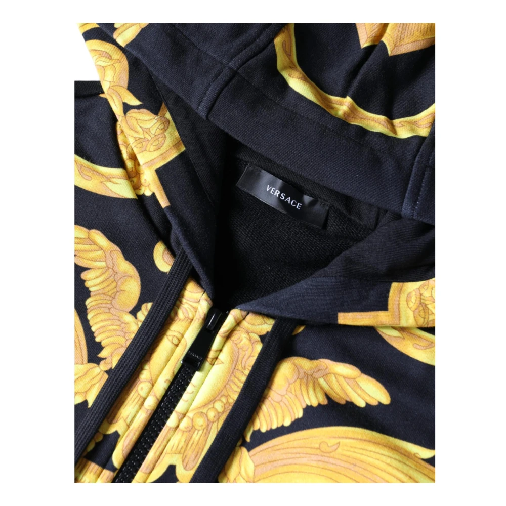 Versace Zwarte Katoenen Full Zip Hoodie Sweatshirt Black Heren
