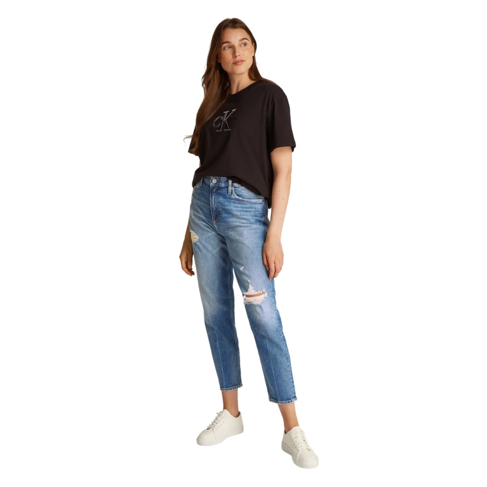 Calvin Klein Blauwe Mom Fit Tapered Leg Jeans Blue Dames