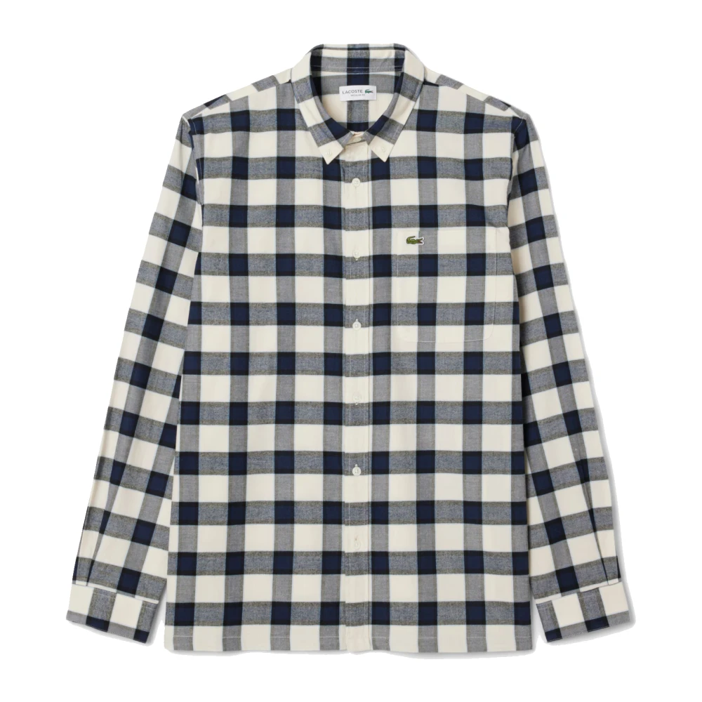 Lacoste Men's Blue Casual Shirts, 5XL, Regular Fit Flannel Scottish Plaid Pattern Shirt