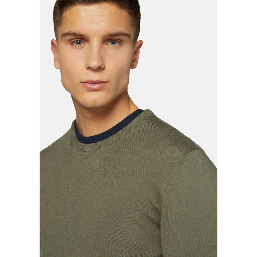 Boggi Milano Katoenen Crew Neck Sweater 12gg Gray Heren