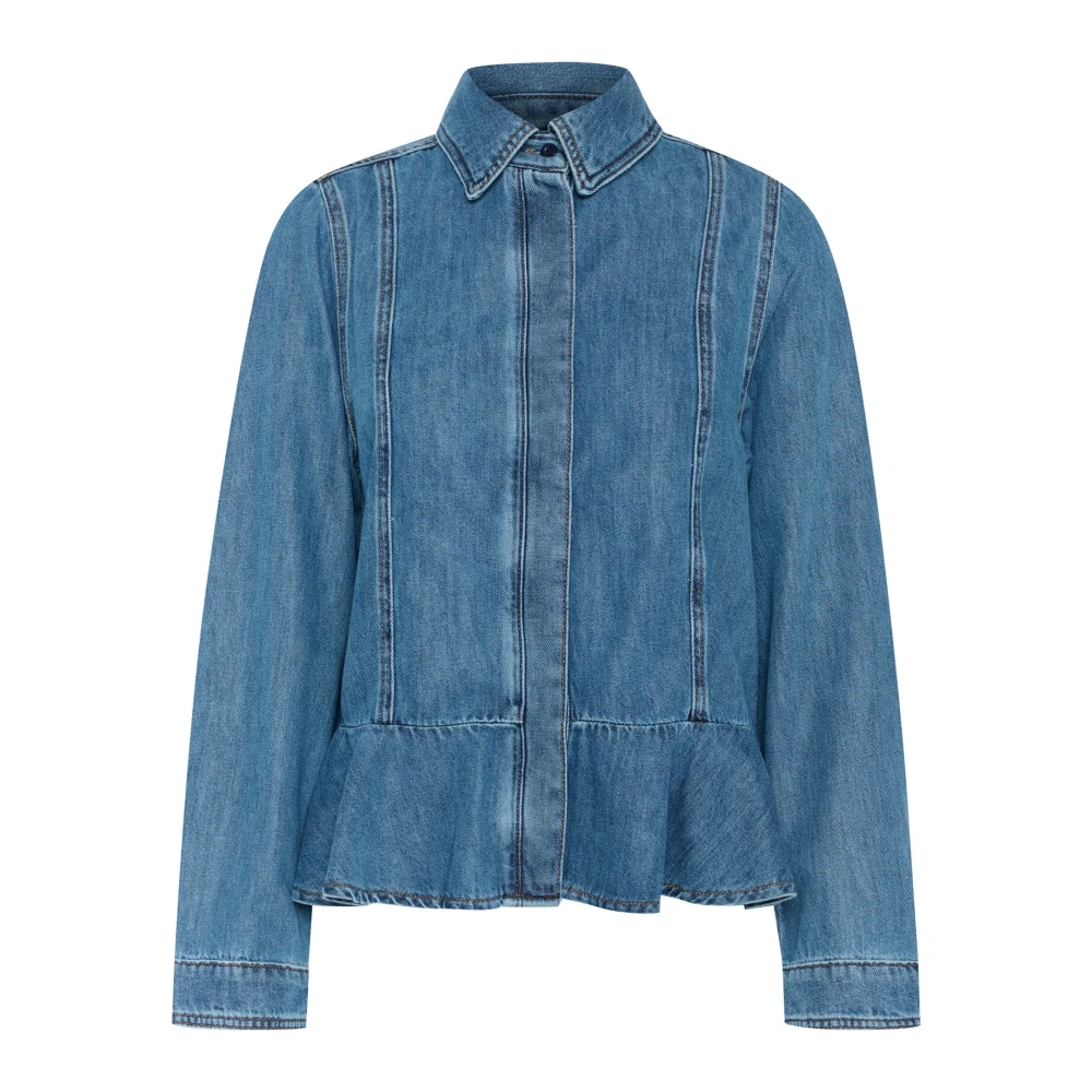 InWear Denim Peplum Shirt Blouse Blue Dames