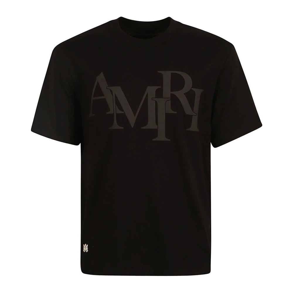 Amiri Zwarte T-shirts en Polos met Staggered Logo Black Heren