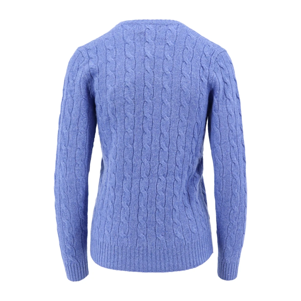 Polo Ralph Lauren Geborduurde Logo Wol Kasjmier Trui Blue Dames