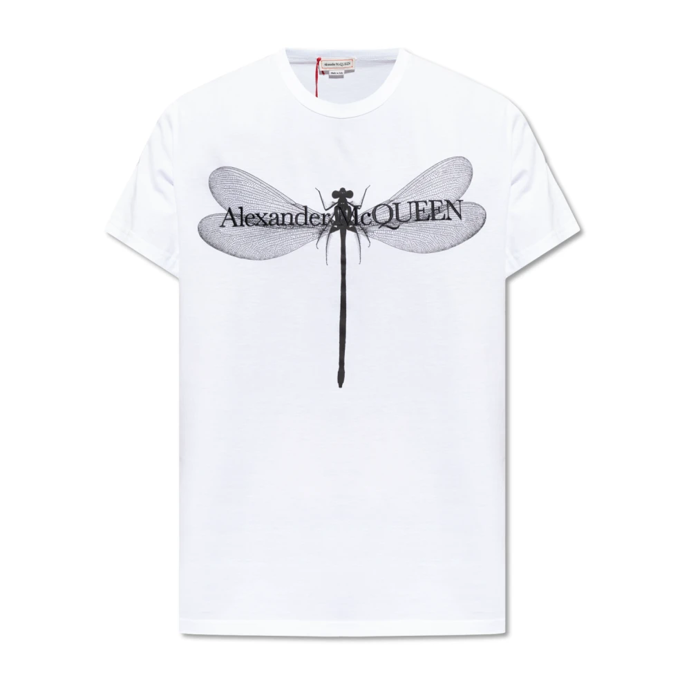 Alexander mcqueen Heren Dragonfly T-Shirt Wit White Heren