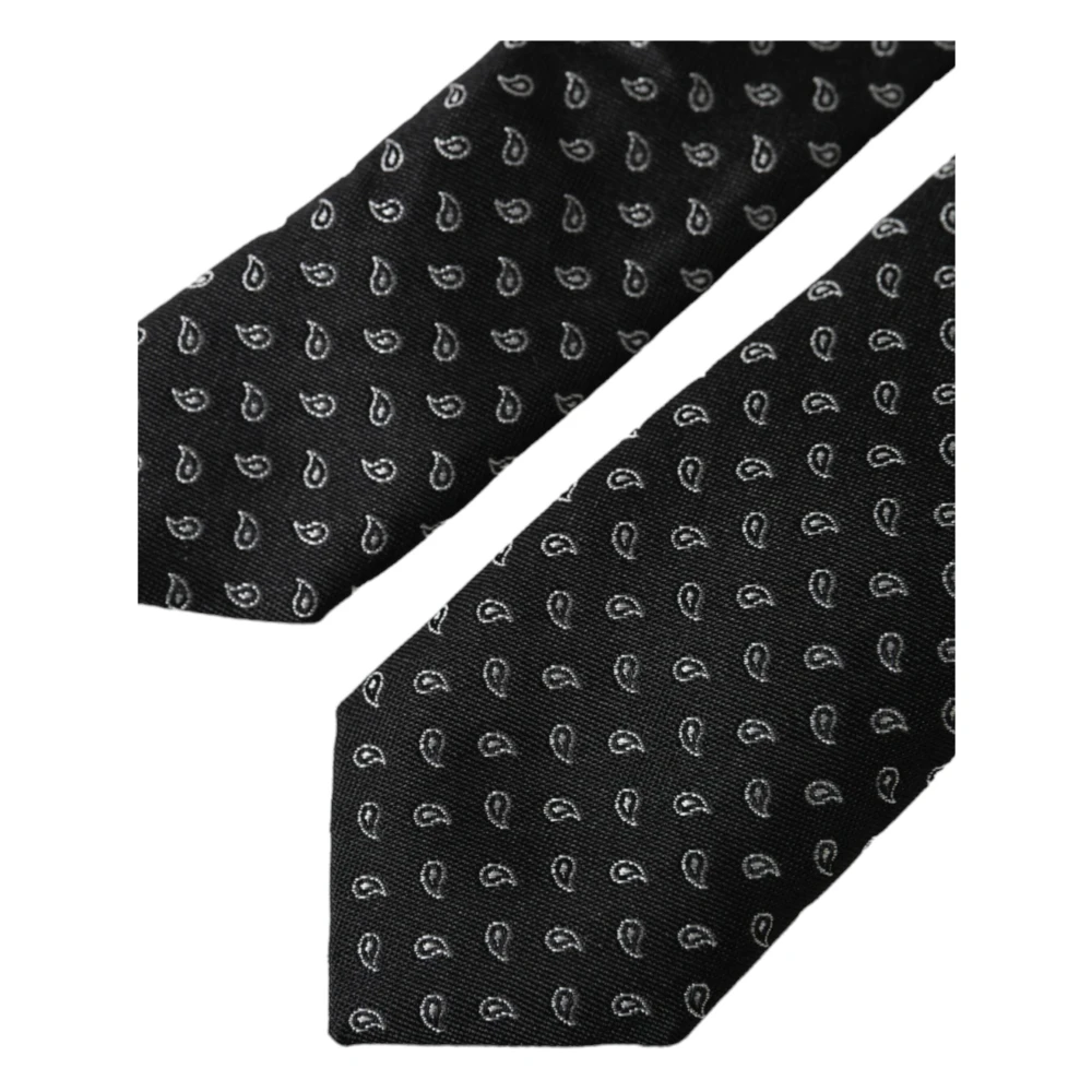 Dolce & Gabbana Zwarte Jacquard Zijden Stropdas voor Mannen Black Heren