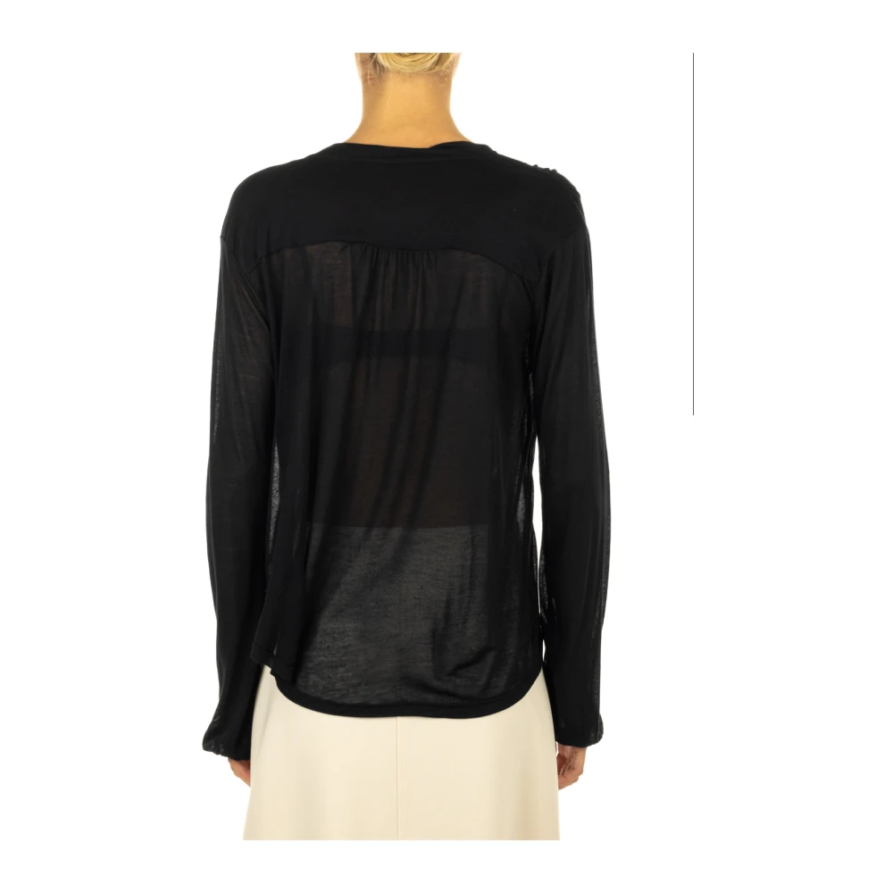 majestic filatures Zwarte trui met ronde hals Black Dames