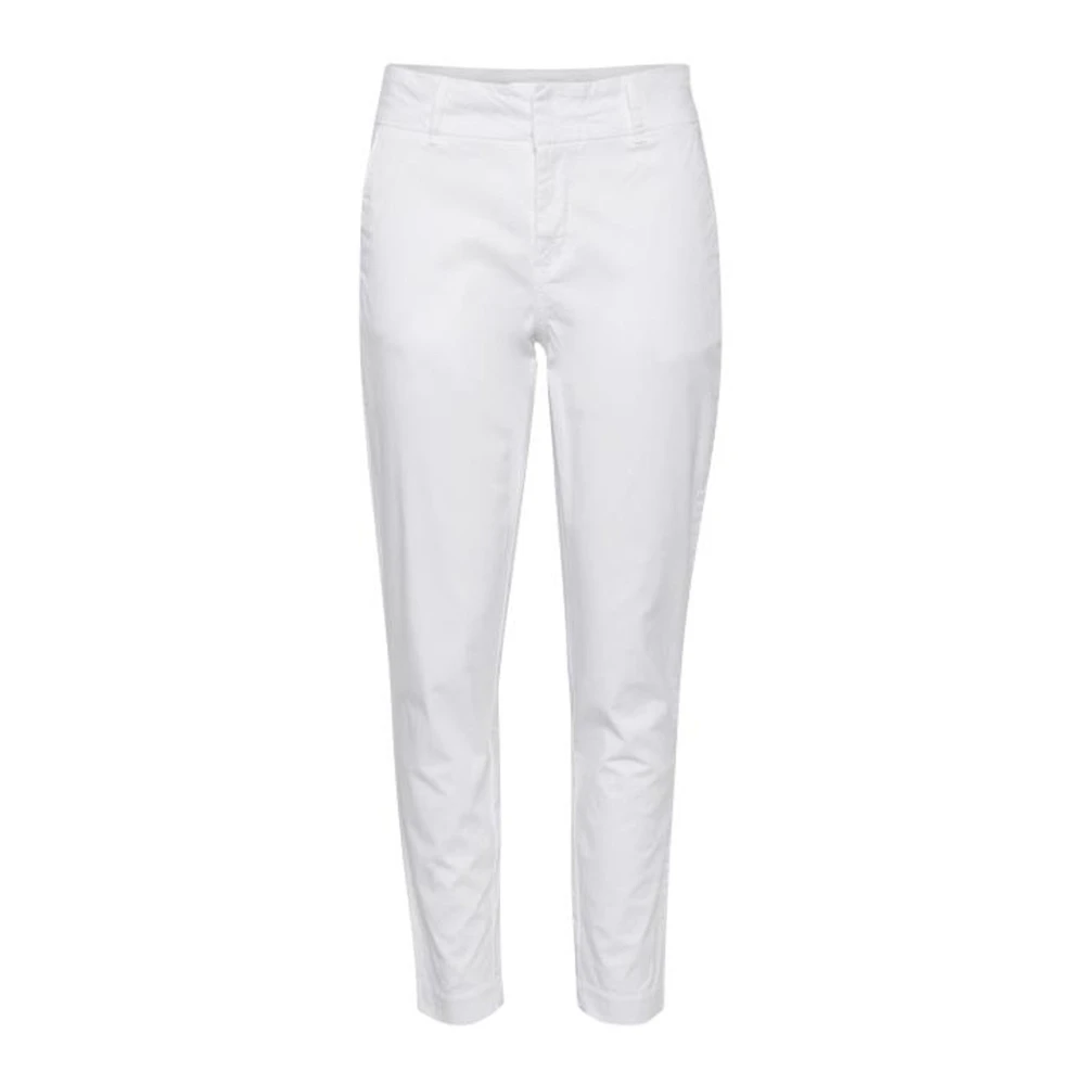 Part Two White Bright Casual Fit Ankle Length Trousers - Female - Slim-Fit Trousers - 2XS - Trousers