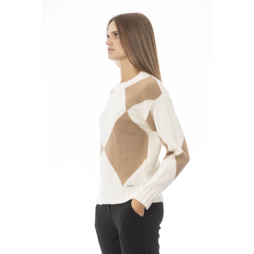 Baldinini Bootnek Lange Mouw Gebreide Top Beige Dames