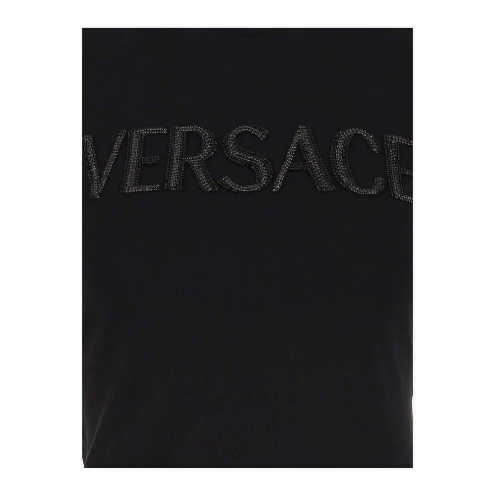 Versace Zwart Katoenen Logo T-shirt Black Dames