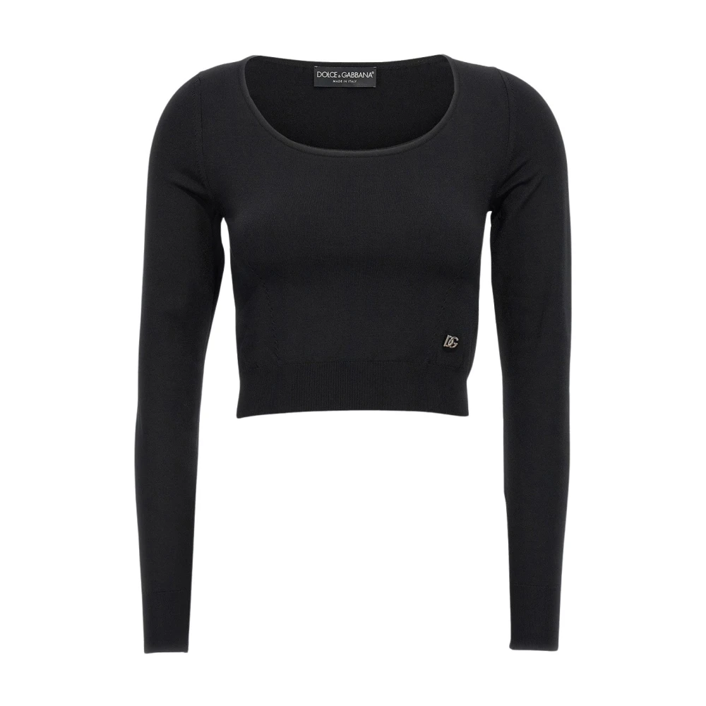Dolce & Gabbana Logo Gebreide kleding in Viscose Black Dames