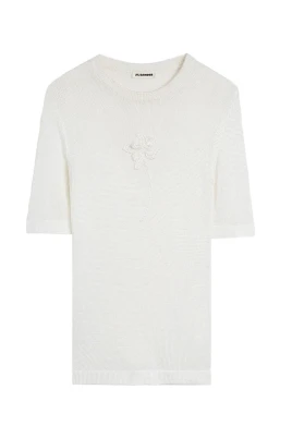 Blommig virkad T-shirt