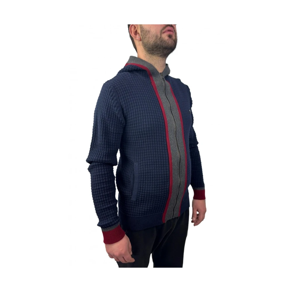 Guess Capuchontrui met rits van katoen Blue Heren