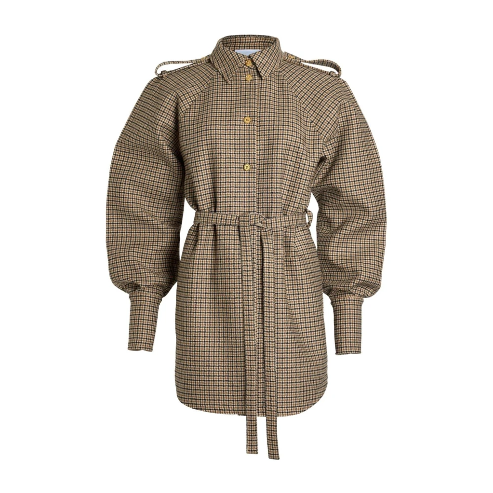 Patou Wolmix Ruitpatroon Jurk Brown Dames
