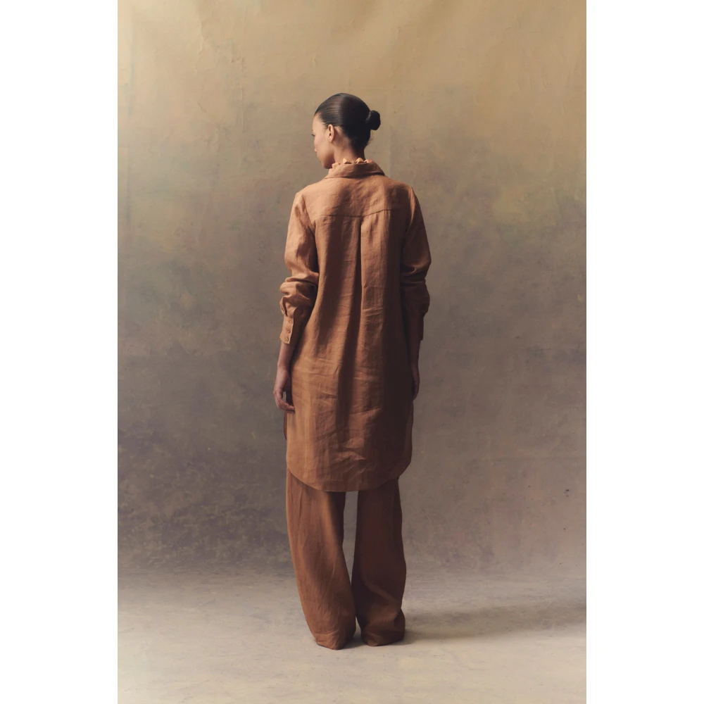 Cortana Oversized Ramie Terracotta Shirt Brown Dames