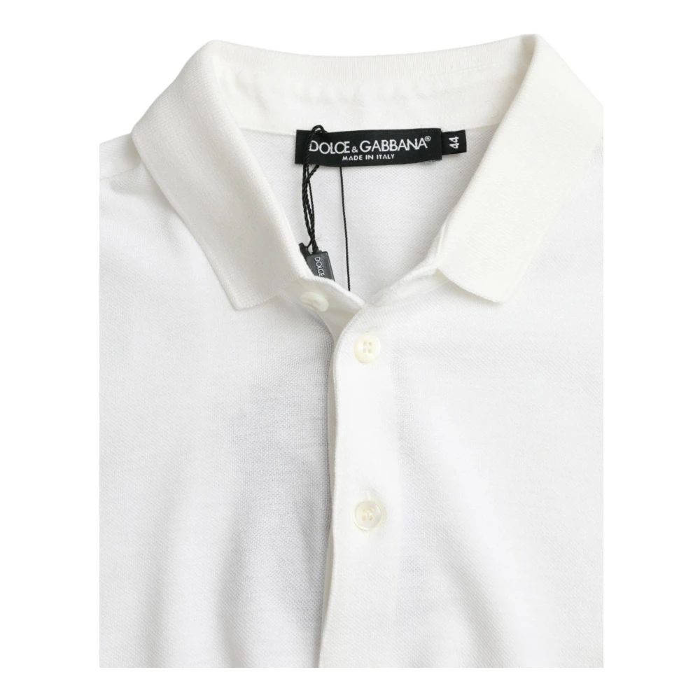 Dolce & Gabbana Kroon Patch Polo T-Shirt White Heren