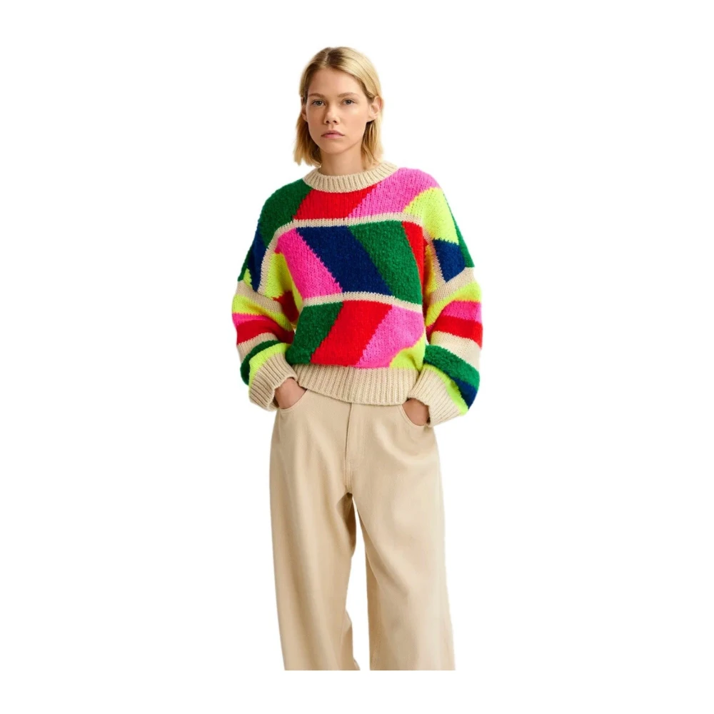 Essentiel Antwerp Multicolor Geometrische Crewneck Trui Multicolor Dames