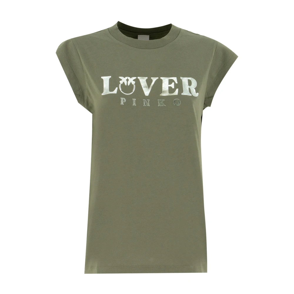 Crew-neck Bomull T-skjorte med Lover Print