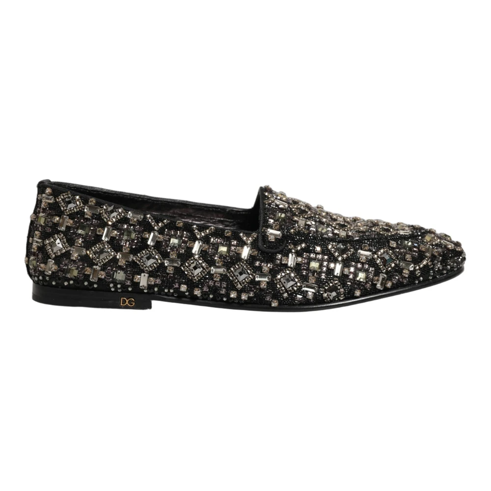 Dolce & Gabbana Men's Black Crystal Embellished Dress Loafers - Loafers - 9 Uk - Shoes