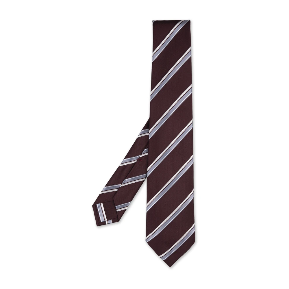 Kiton Bordeaux Zijden Gestreepte Stropdas Red Heren